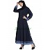 A line casual abaya- Navy blue with small check prints A line casual abaya- Navy blue with small check prints